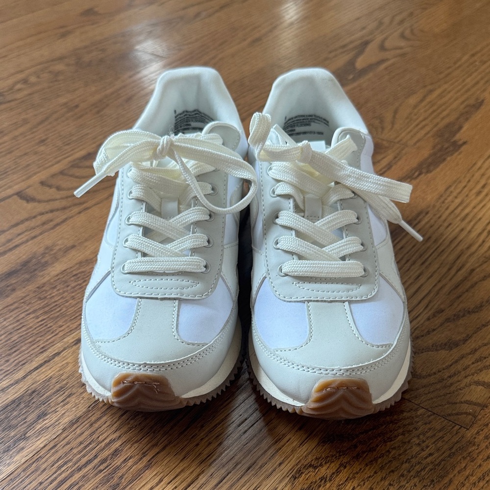 White Lace-Up Sneakers